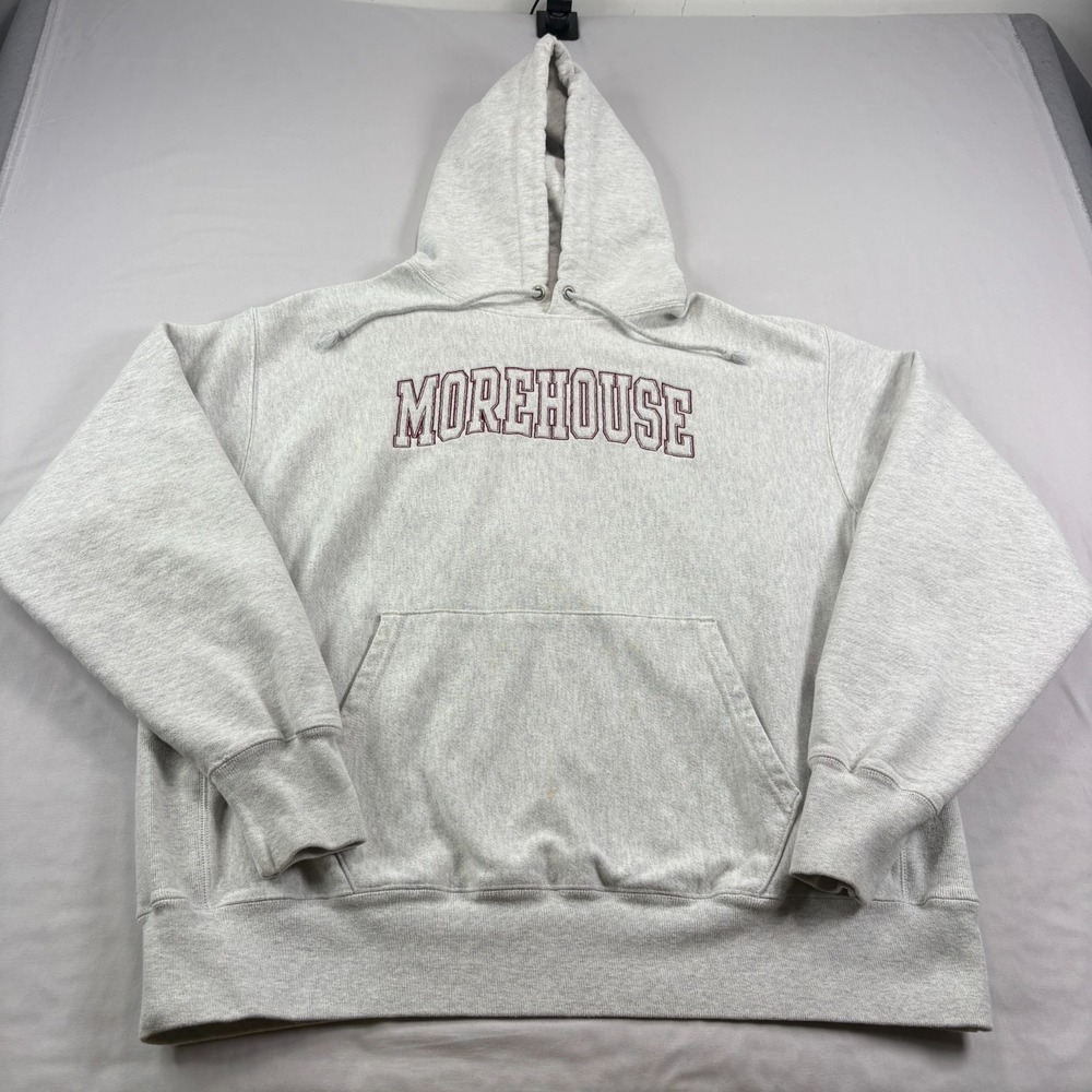 Morehouse College Hoodie Mens XL Gray Champion Reverse Weave Pullover Heavy